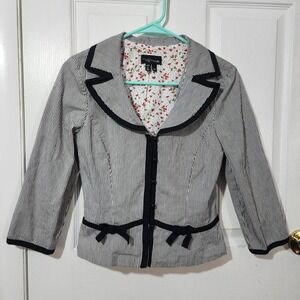 Vintage Pinstripe Bow Jacket & Skirt Set